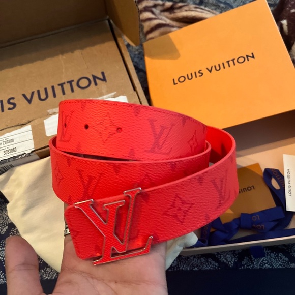 Louis Vuitton Red Monogram Mens Belt Size 90/36 M0464U - Picture 6 of 11